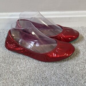 Tieks by Gavrieli Patent Leather ❤️ Red Diamond Flats Shoes Sz 7 Limited Edition